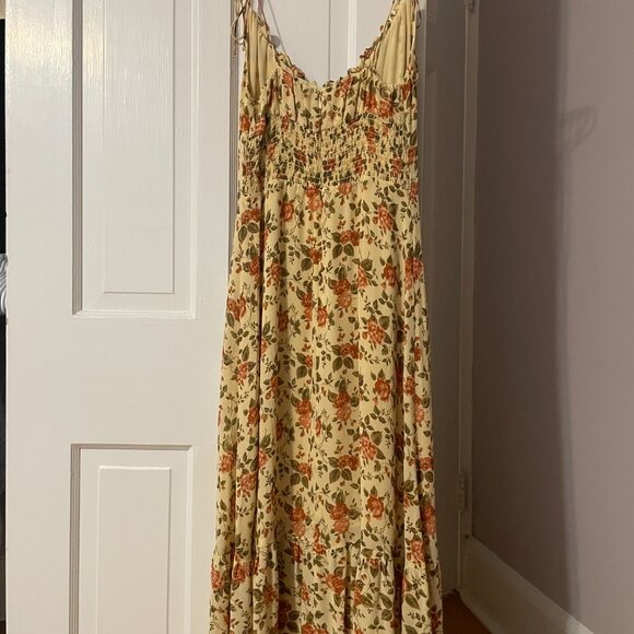 Reformation Embry Midi Dress yellow floral Varenna Spaghetti strap Petite 2 XS - Picture 4 of 5